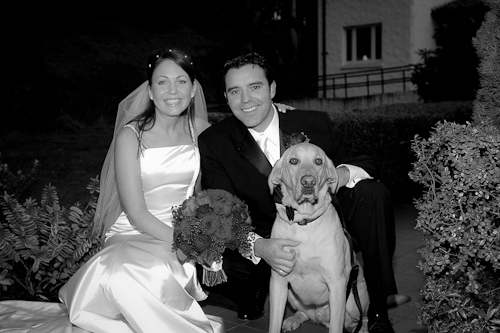 Presido Chapel, San Francisco wedding - couple with their dog