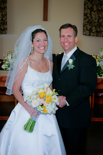 Half Moon Bay wedding - bride and groom on alter