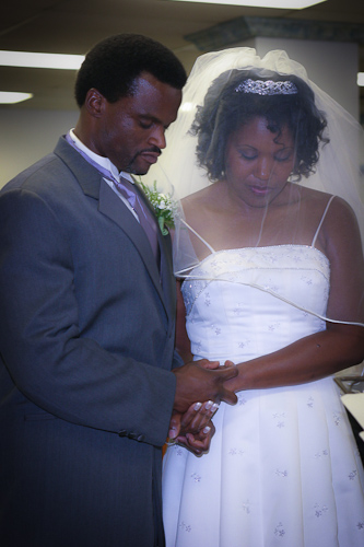 Oakland wedding - bride and groom during vows