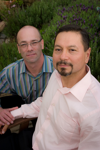 gay wedding, San Francisco home wedding - groom and groom portrait