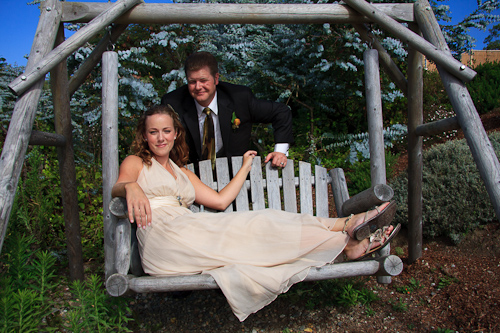 Cypress Meadows, Moss Beach wedding - bride and groom on swing