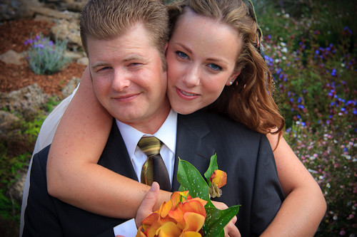 Cypress Meadows, Moss Beach wedding - bride and groom hugging