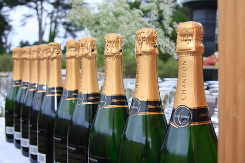 Cypress Meadows, Moss Beach wedding - champagne bottles